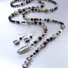 Black Murano Glass Beads Lariat Neck Set 1N2730235