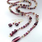 Purple Murano Glass Beads Lariat Neck Set 1N2730235