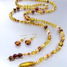 Brown Murano Glass Beads Lariat Neck Set 1N2730235