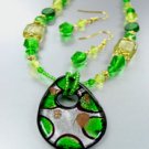 Green Murano Glass Beads Necklace Set  1N2730213