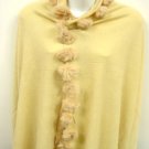 Beige Rabbit Fur Balls Shawl
