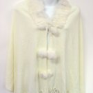Creme Rabbit Fur Collar Balls Shawl