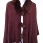 Brown Rabbit Fur Collar Balls Shawl