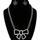 BOW TIE SILVER NECKLACE SET