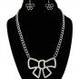 BOW TIE SILVER NECKLACE SET