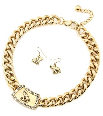 GOLD ELEPHANT NECKLACE SET