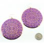 BRIGHT ROUND PURPLE AND GOLD EARRINGS