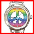 TIE DYE PEACE SIGN Italian Charm Wrist Watch 025