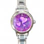 Purple Heart Love Italian Charm Wrist Watch 061