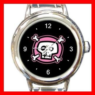 Pink Skull Hobby Italian Charm Wrist Watch 062