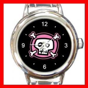 Pink Skull Hobby Italian Charm Wrist Watch 062