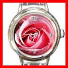 Pink Rose Flower Italian Charm Wrist Watch 075