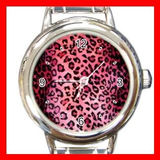Pink Leopard Skin Pattern Italian Charm Wrist Watch 088