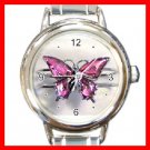Pink Butterfly Leisure Italian Charm Wrist Watch 090