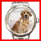 Golden Retriever Dog Round Italian Charm Wrist Watch 161