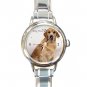 Golden Retriever Dog Round Italian Charm Wrist Watch 161