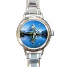 Nature Lake Mountain Snow Round Italian Charm Wrist Watch 183