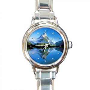 Nature Lake Mountain Snow Round Italian Charm Wrist Watch 183