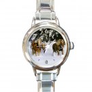 Horses Running on Snow Round Italian Charm Wrist Watch 189