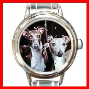 ITALIAN GREYHOUND Round Italian Charm Wrist Watch 208