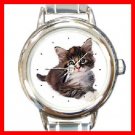 Cute Cat Kitty Round Italian Charm Wrist Watch 209