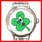 Four Leaf Clover Lucky Round Italian Charm Wrist Watch 210