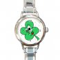 Four Leaf Clover Lucky Round Italian Charm Wrist Watch 210