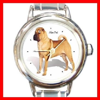 Shar Pei Dog Pet Animal Round Italian Charm Wrist Watch 211