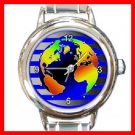DIGITAL EARTH MAP Round Italian Charm Wrist Watch 224