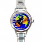 DIGITAL EARTH MAP Round Italian Charm Wrist Watch 224