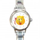 Yellow SMILEY HAPPY FACE Round Italian Charm Wrist Watch 225