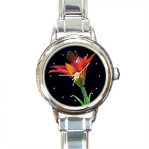 Tiger Lily Flower Round Italian Charm Wrist Watch 227