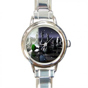 Chess Board Game Round Italian Charm Wrist Watch 230
