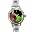 Fall Red Rose Flower Round Italian Charm Wrist Watch 237