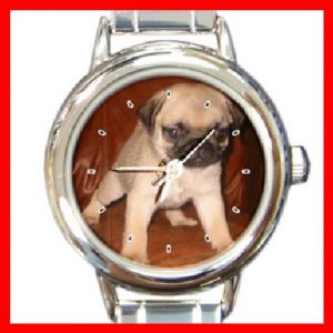 PUG Dog Pet Animal Round Italian Charm Wrist Watch 248