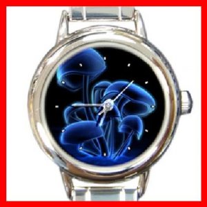 Magic Blue Mushroom Round Italian Charm Wrist Watch 256