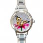 Butterfly Fly Insect Round Italian Charm Wrist Watch 272
