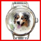 AUSTRALIAN SHEPHERD DOG Pet Animal Round Italian Charm Wrist Watch 280