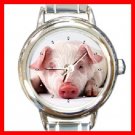 Cute Pig Animal Round Italian Charm Wrist Watch 285