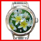 Frangipani Flower Summer Round Italian Charm Wrist Watch 288