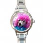 Pink Hair Poodle DOG Pet Animal Round Italian Charm Wrist Watch 310