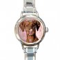 Hungarian Vizsla DOG Pet Animal Round Italian Charm Wrist Watch 341