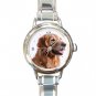 Golden Retriever DOG Pet Animal Round Italian Charm Wrist Watch 346