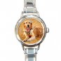 Golden Retriever DOG Pet Animal Round Italian Charm Wrist Watch 348
