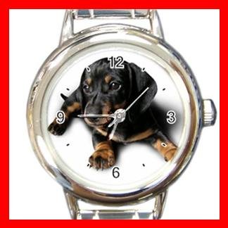 Dachshund Dog Pet Animal Round Italian Charm Wrist Watch 358