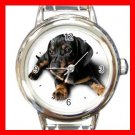 Dachshund Dog Pet Animal Round Italian Charm Wrist Watch 358
