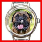 Bullmastiff Dog Pet Animal Round Italian Charm Wrist Watch 364