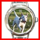 Bull Terrier Dog Pet Animal Round Italian Charm Wrist Watch 365