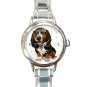 Basset Hound Dog Pet Animal Round Italian Charm Wrist Watch 370