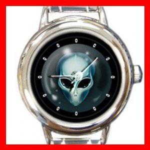 Alien Face UFO Space Round Italian Charm Wrist Watch 374